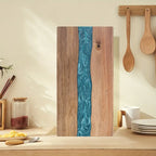 Cutting Board Handcrafted Acacia Blue Resin River Food-Safe Finish