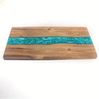 Cutting Board Handcrafted Acacia Blue Resin River Food-Safe Finish
