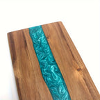 Cutting Board Handcrafted Acacia Blue Resin River Food-Safe Finish
