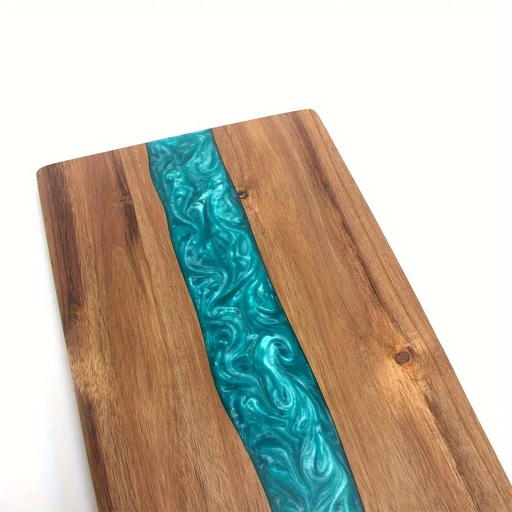 Cutting Board Handcrafted Acacia Blue Resin River Food-Safe Finish