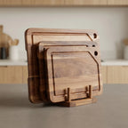Cutting Board Set 3-Piece Acacia Wood Juice Groove