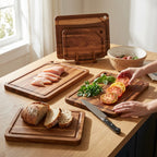 Cutting Board Set 3-Piece Acacia Wood Juice Groove