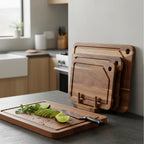 Cutting Board Set 3-Piece Acacia Wood Juice Groove