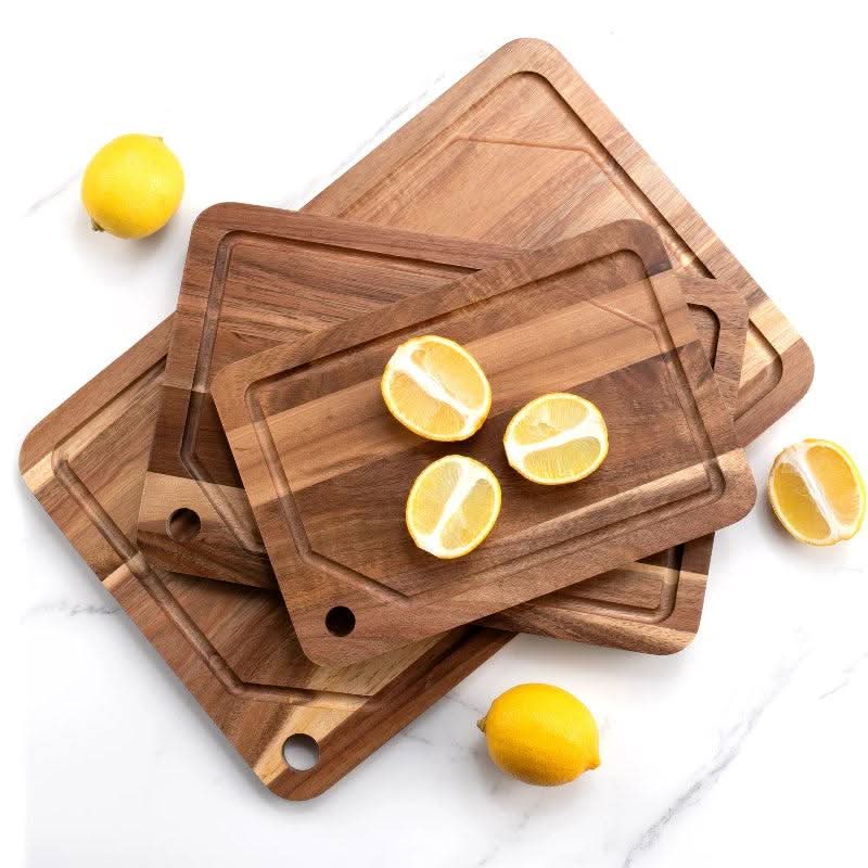 Cutting Board Set 3-Piece Acacia Wood Juice Groove