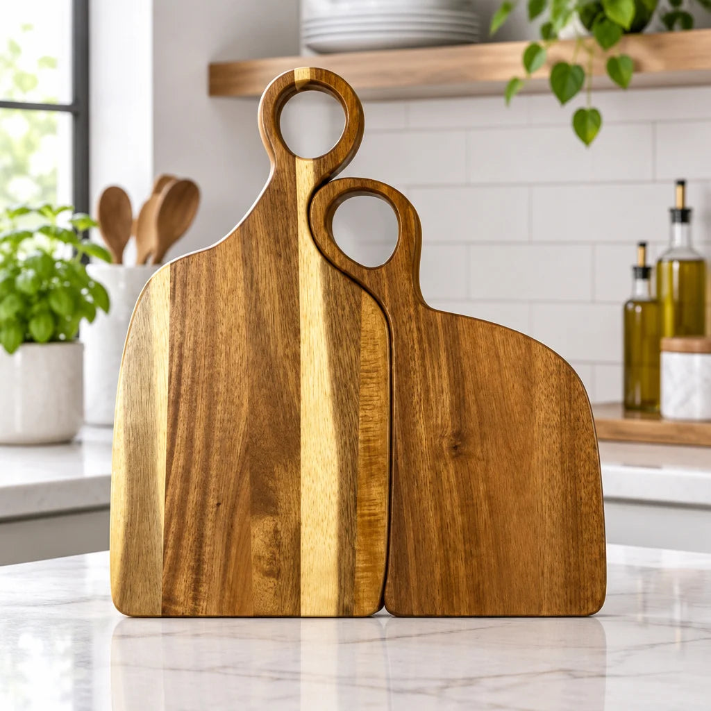 Cutting Board Set Solid Walnut Reversible Set of 2
