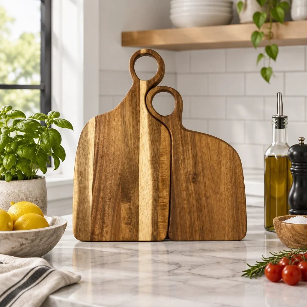 Cutting Board Set Solid Walnut Reversible Set of 2