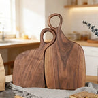 Cutting Board Set Solid Walnut Two-Piece Hanging Loop