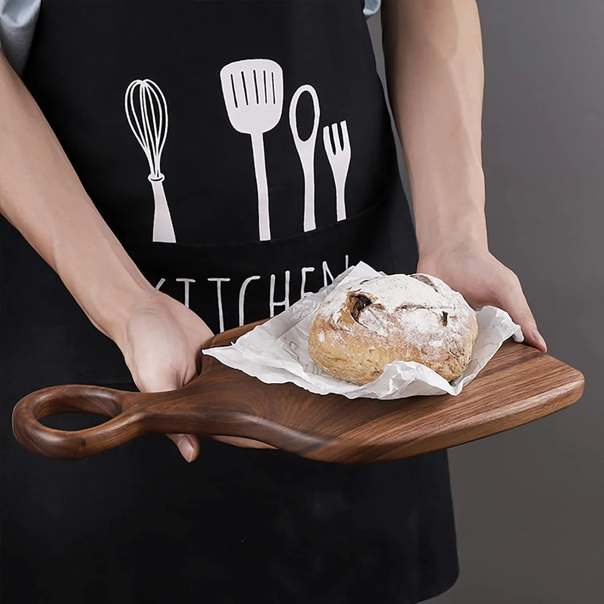 Cutting Board Set Solid Walnut Two-Piece Hanging Loop