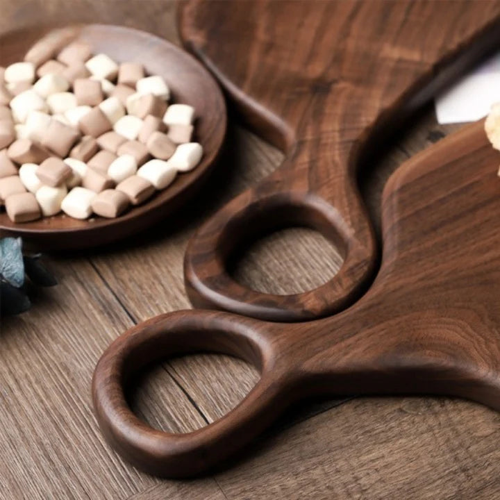 Cutting Board Set Solid Walnut Two-Piece Hanging Loop