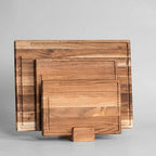 Cutting Board Set Wooden Shallow Juice Grooves Space-Saving Stand