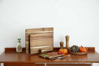 Cutting Board Set Wooden Shallow Juice Grooves Space-Saving Stand