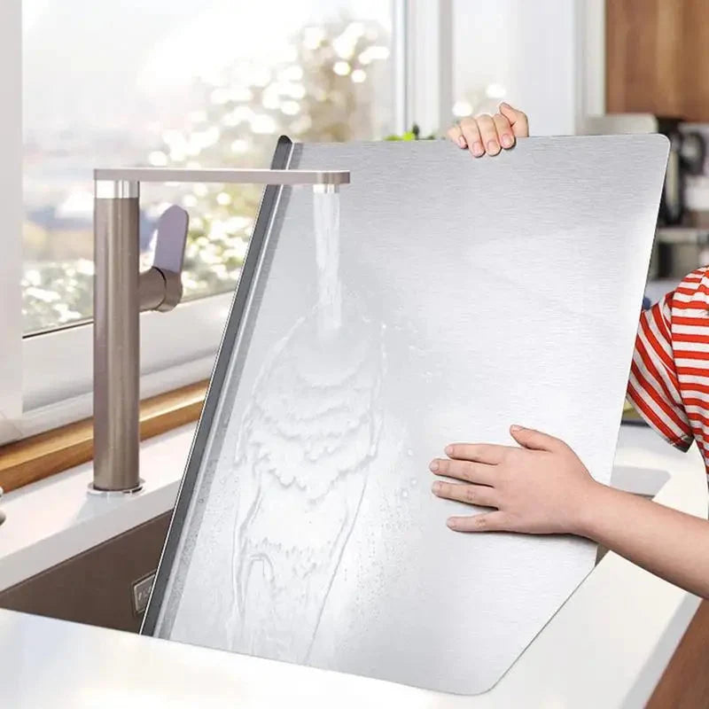 Cutting Board Stainless Steel Non-Slip Base Spill-Proof Edge