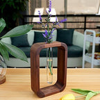 Cuttings Vase Clear Glass & Wooden Stand