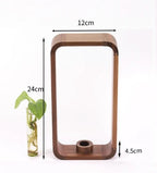Cuttings Vase Clear Glass & Wooden Stand