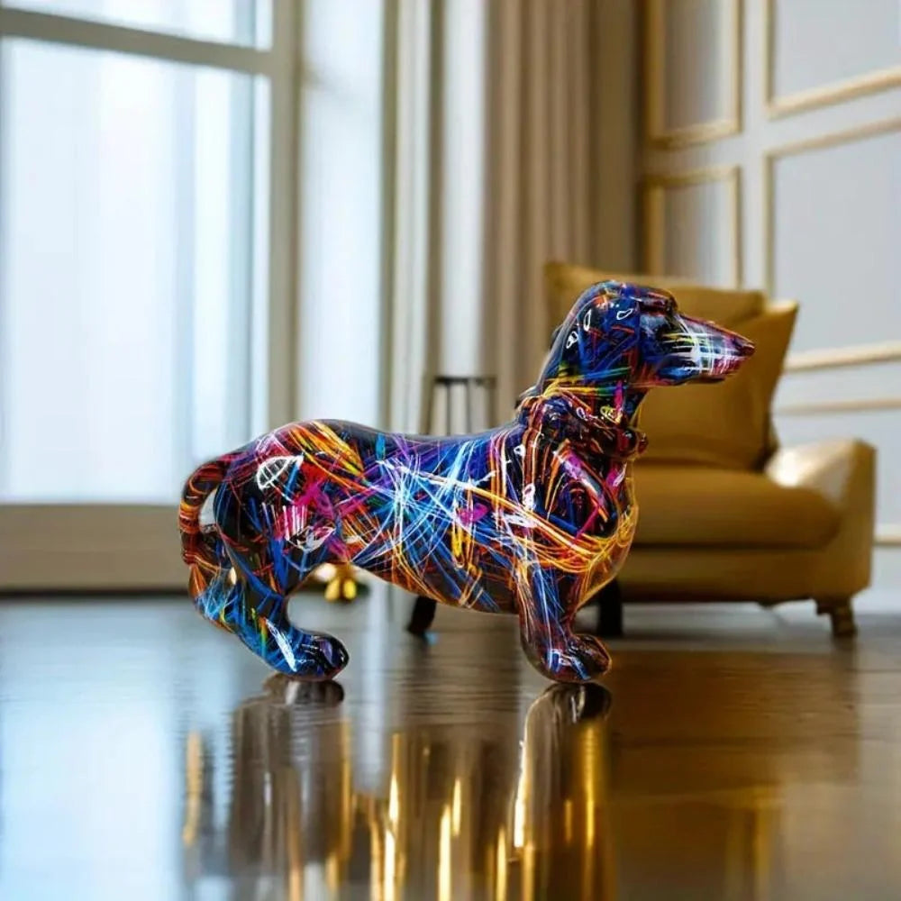 Dachshund Figurine Multicolor Durable Resin