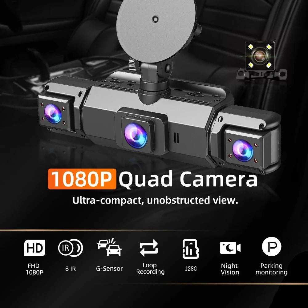 Dash Cam 4-Channel Wireless Night Vision Parking Monitor