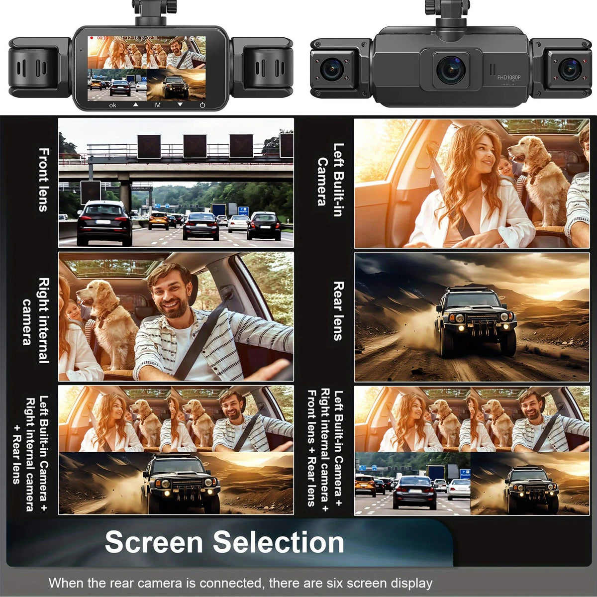 Dash Cam 4-Channel Wireless Night Vision Parking Monitor