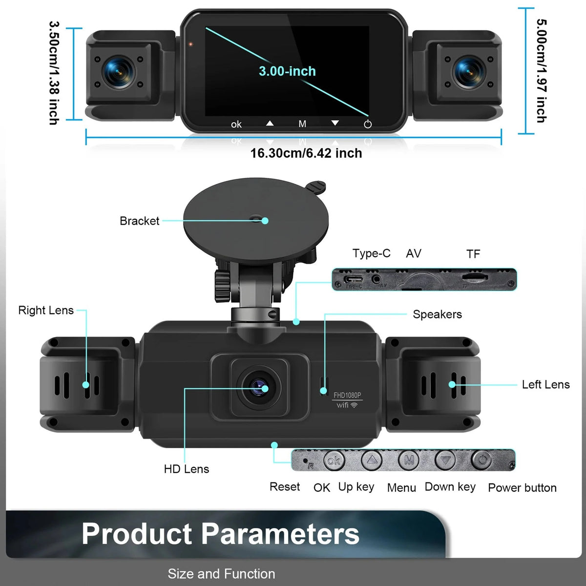 Dash Camera System 4-Channel 1920P Front Night Vision