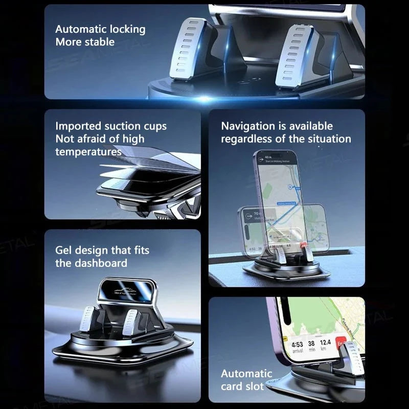 Dashboard Phone Holder 360-Degree Rotation Gel Suction Base
