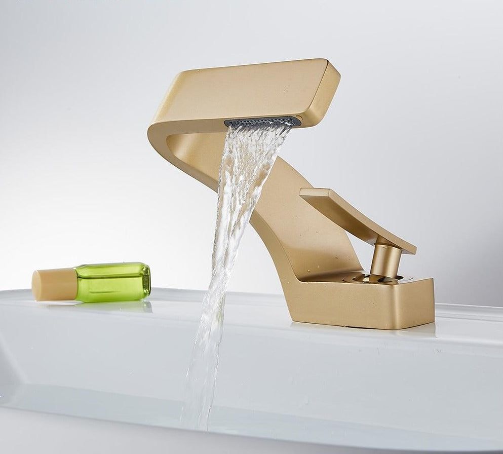 Deck-Mount Faucet Waterfall Spout Stainless Steel
