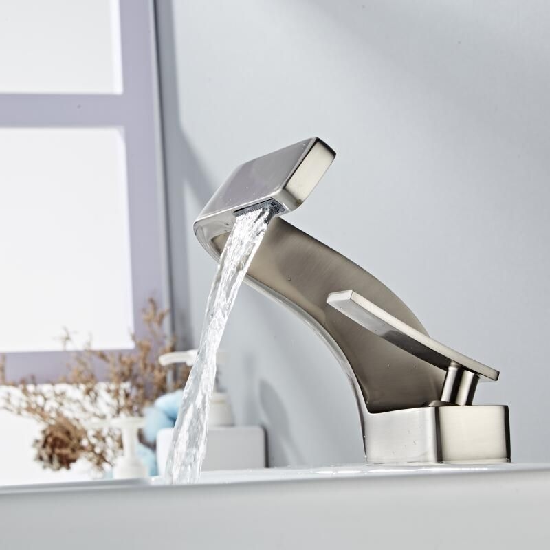 Deck-Mount Faucet Waterfall Spout Stainless Steel