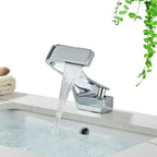 Deck-Mount Faucet Waterfall Spout Stainless Steel