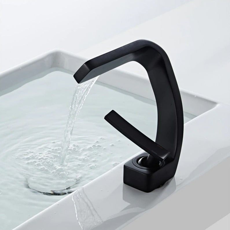 Deck-Mount Faucet Waterfall Spout Stainless Steel