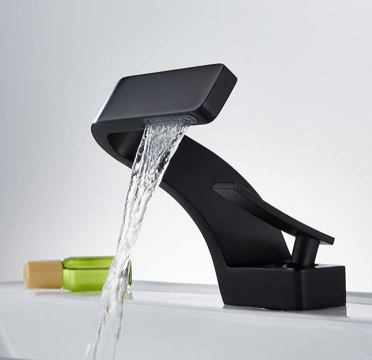 Deck-Mount Faucet Waterfall Spout Stainless Steel