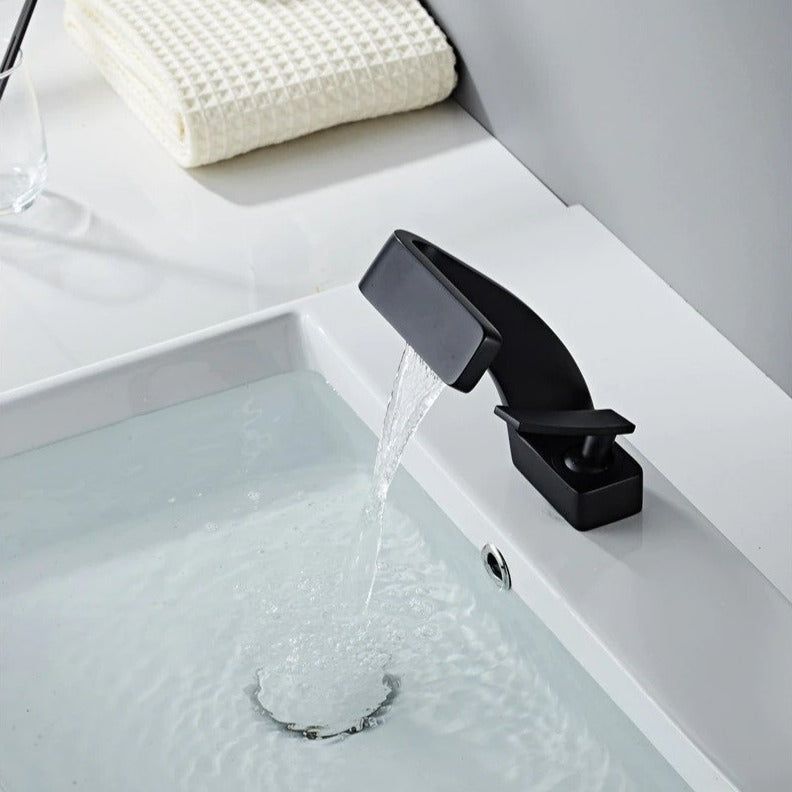Deck-Mount Faucet Waterfall Spout Stainless Steel