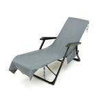 Deckchair Towel Integrated Side Pockets & Non-Slip Fastening