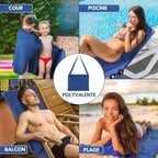 Deckchair Towel Integrated Side Pockets & Non-Slip Fastening