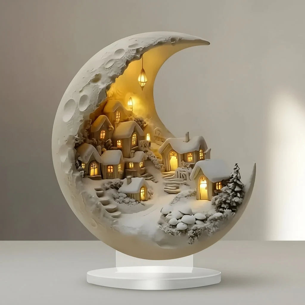 Decorative Accent Acrylic Moon Village LED Light