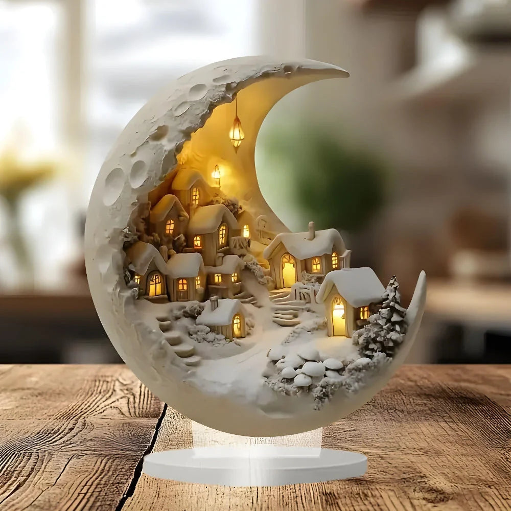 Decorative Accent Acrylic Moon Village LED Light