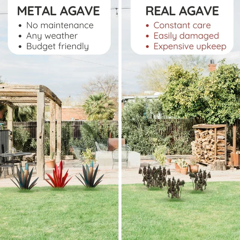 Decorative Agave Plant Rust Finish Corrosion-Resistant Coating