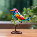 Decorative Bird Sculpture Handcrafted Mouth-Blown Glass