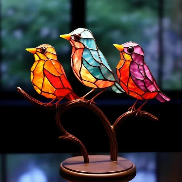 Decorative Bird Sculpture Handcrafted Mouth-Blown Glass