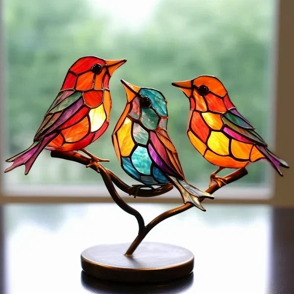 Decorative Bird Sculpture Handcrafted Mouth-Blown Glass