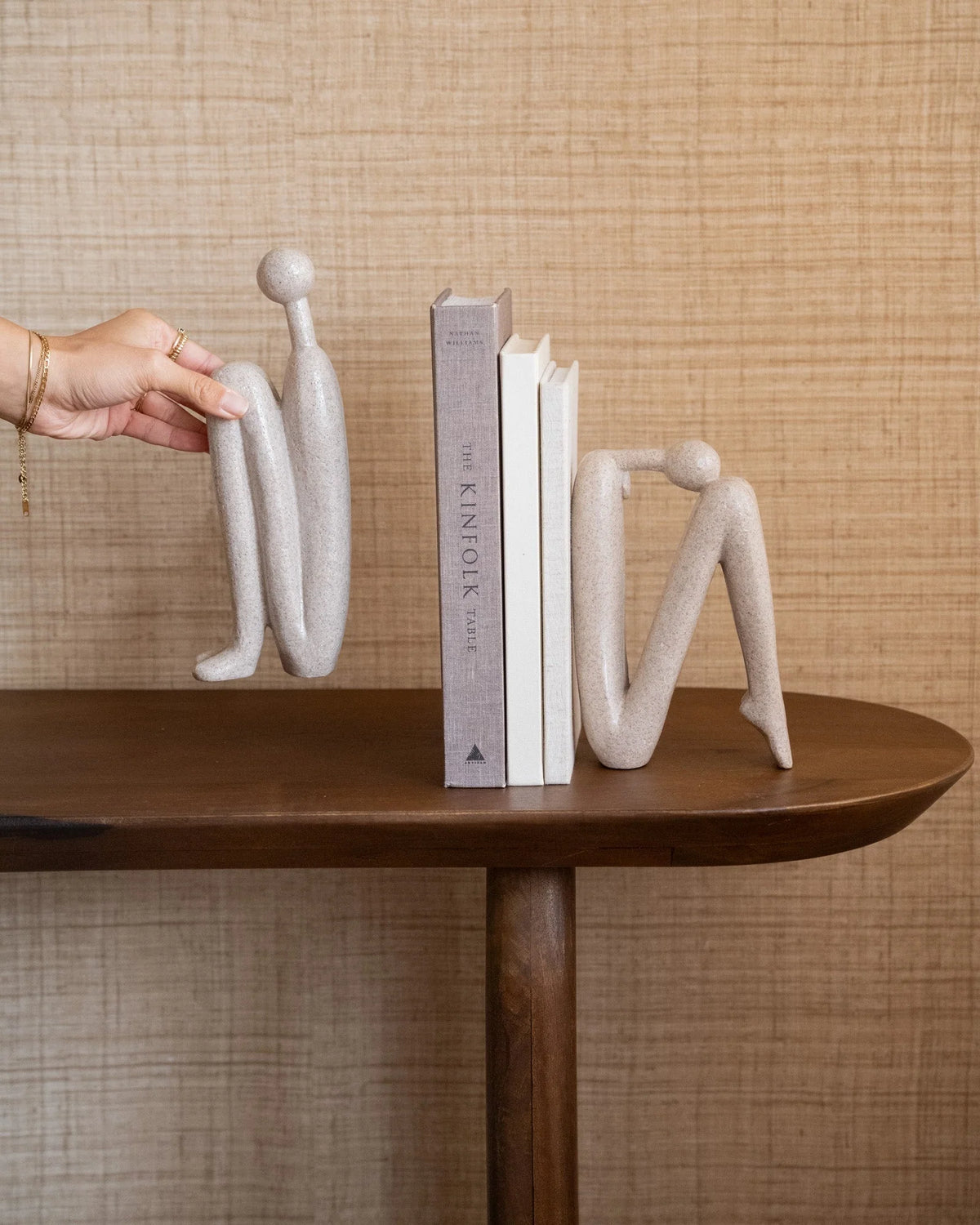Decorative Bookend Polyresin Organic Set of 2