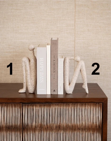Decorative Bookend Polyresin Organic Set of 2