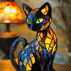 Decorative Cat Lamp Emerald Green Eyes Solar & USB Weatherproof