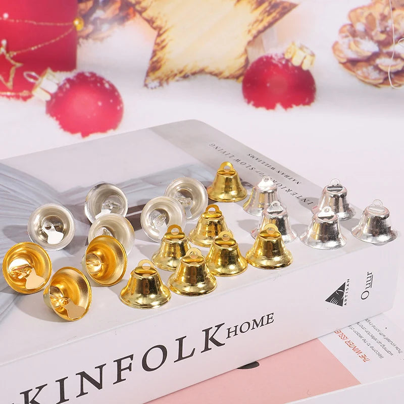 Decorative Christmas Bells Shiny Gold Finish Hanging Loop