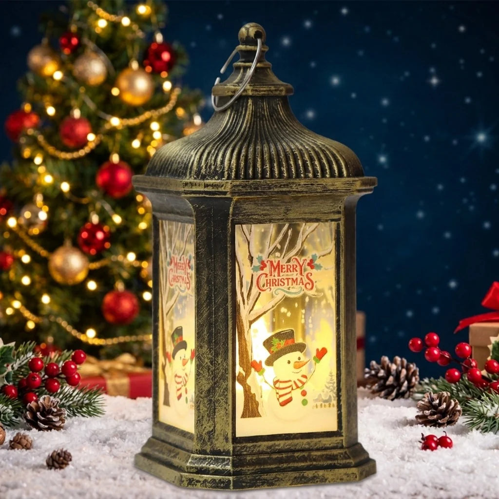 Decorative Christmas Lantern Integrated Warm LED Metal & Glass