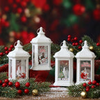 Decorative Christmas Lantern Integrated Warm LED Metal & Glass