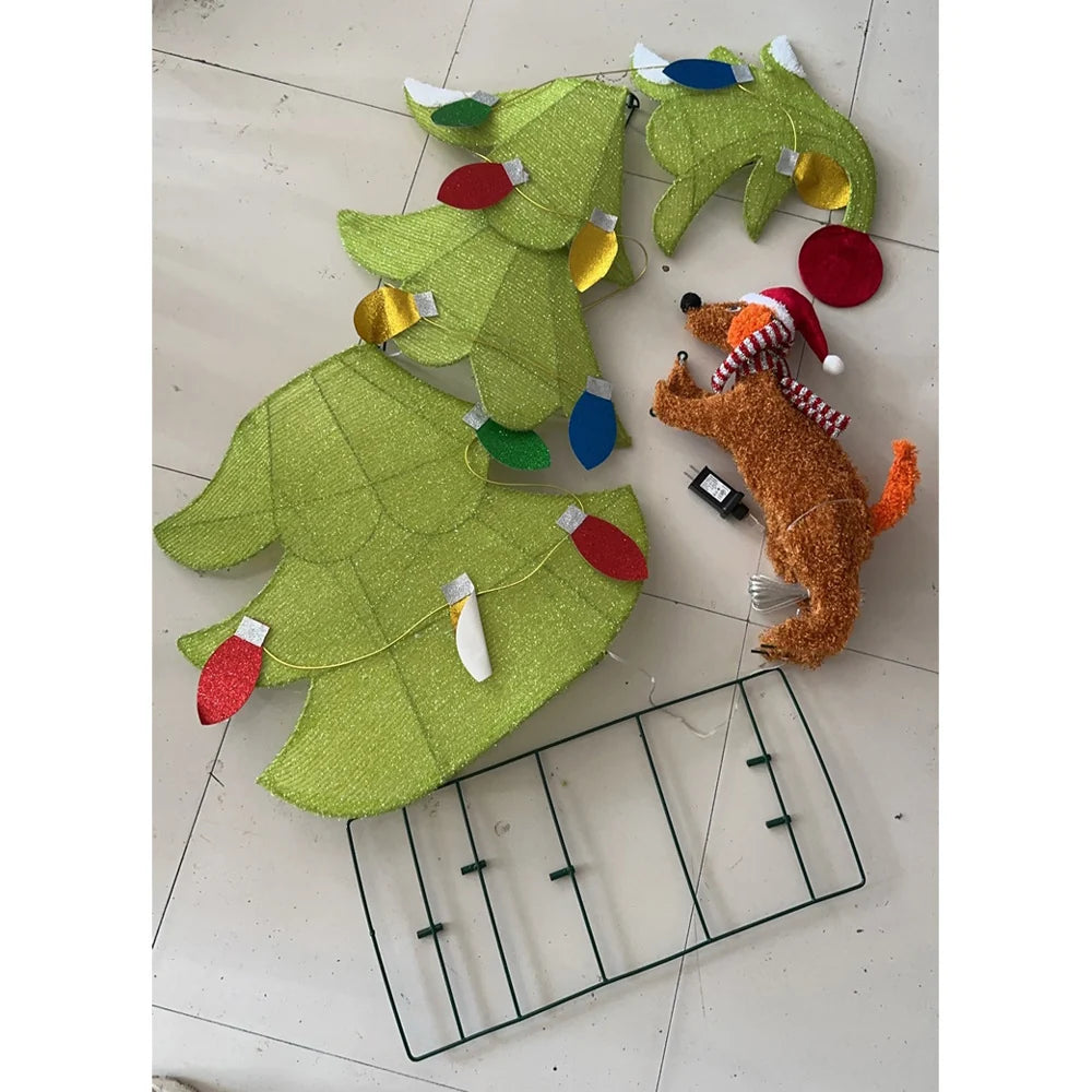 Decorative Christmas Tree Set Glowing Dog Design Colorful LED