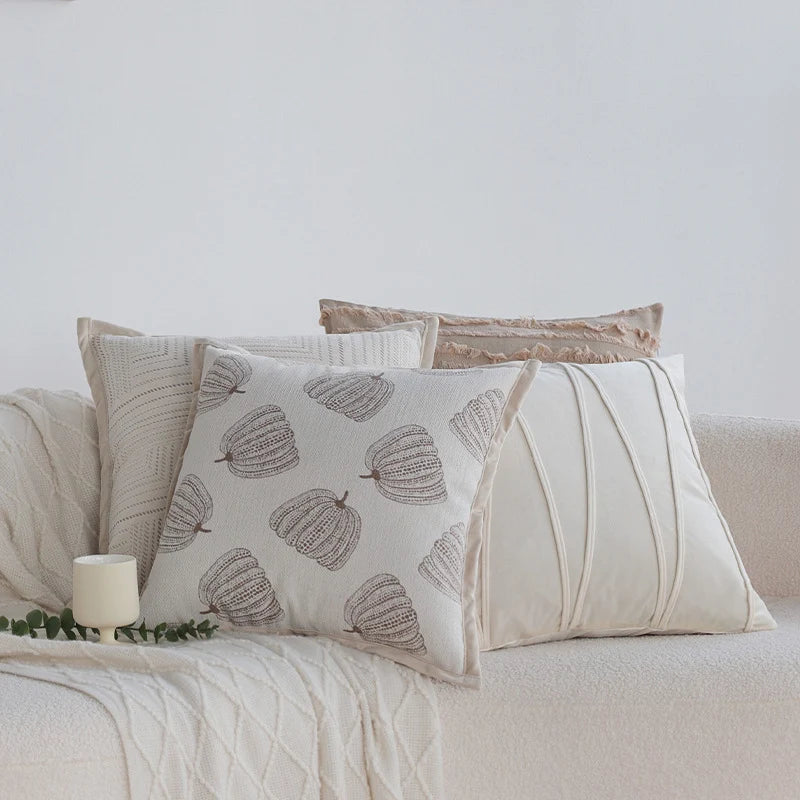 Decorative Cushion Cotton Cover Textured Stripes 18x18in