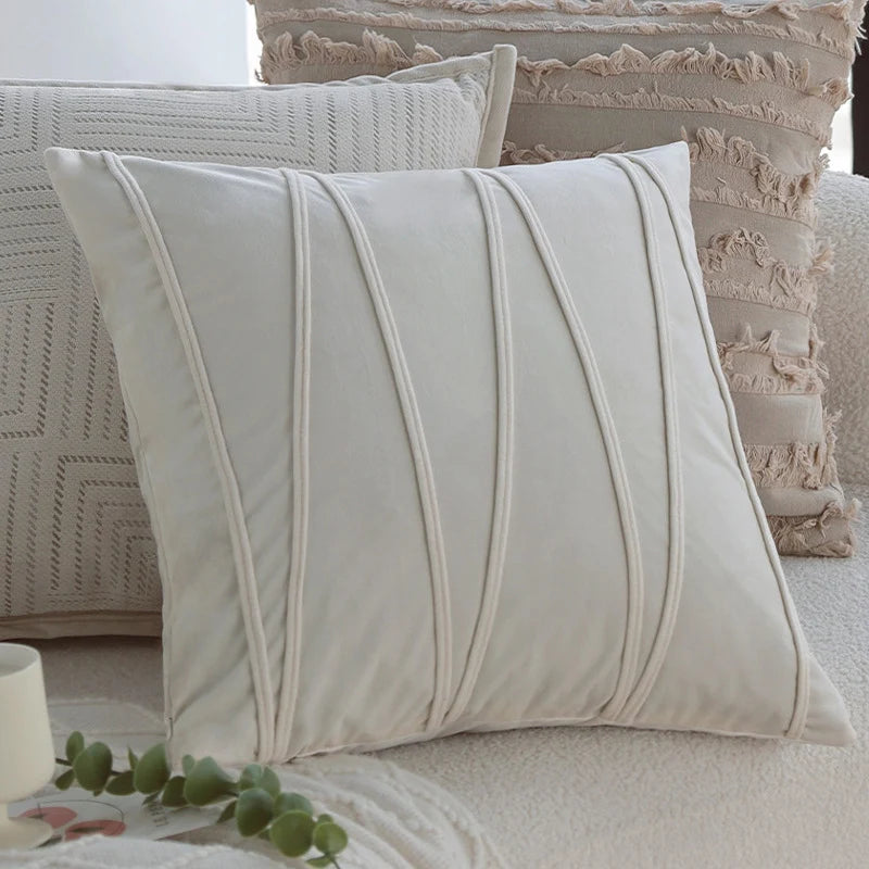 Decorative Cushion Cotton Cover Textured Stripes 18x18in