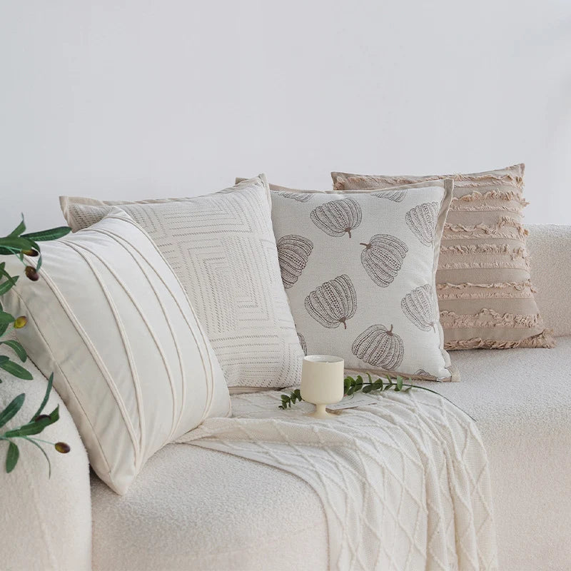 Decorative Cushion Cotton Cover Textured Stripes 18x18in