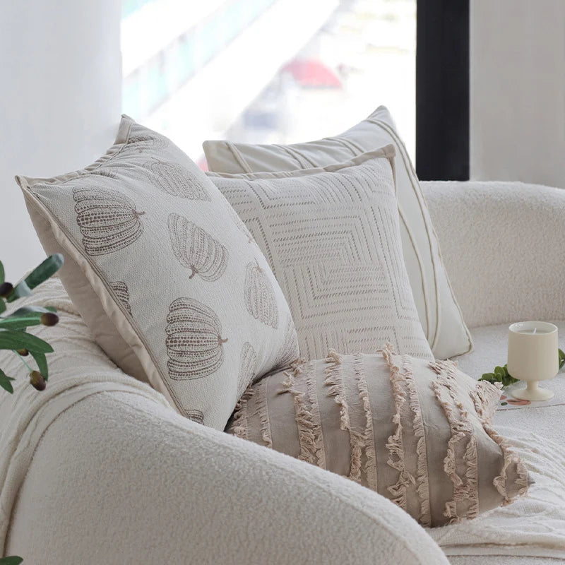 Decorative Cushion Cotton Cover Textured Stripes 18x18in