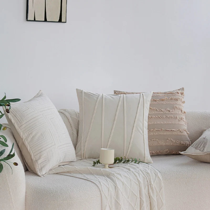 Decorative Cushion Cotton Cover Textured Stripes 18x18in