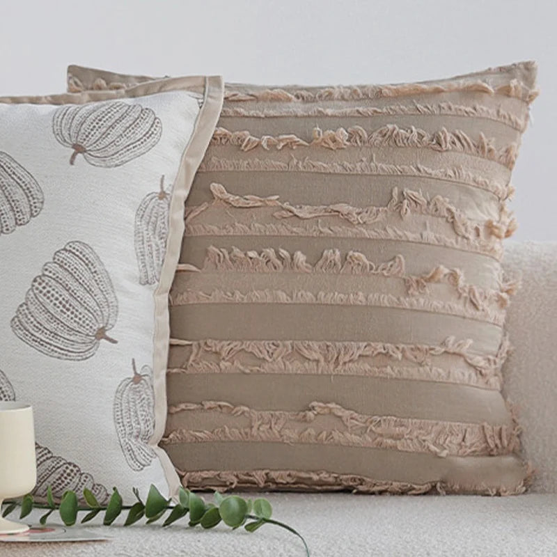 Decorative Cushion Cotton Cover Textured Stripes 18x18in